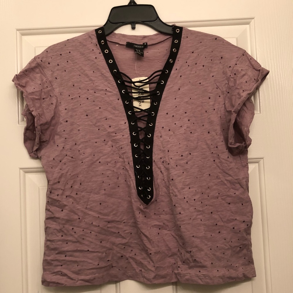 Lace up cropped tee